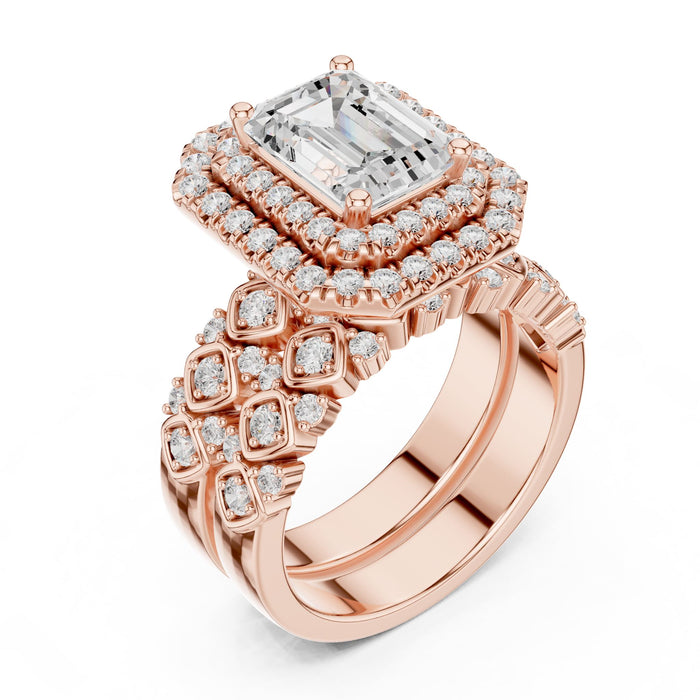 Emerald Lab Grown Diamond Halo Engagement Ring rose gold video
