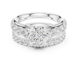 Round Lab Grown Diamond Side-Stone Engagement Ring