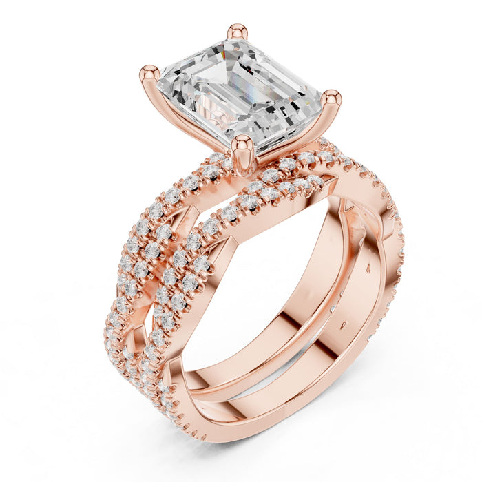 Emerald Lab Grown Diamond Split-Shank Engagement Ring rose gold video