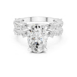 Oval Lab Grown Diamond Side-Stone Engagement Ring