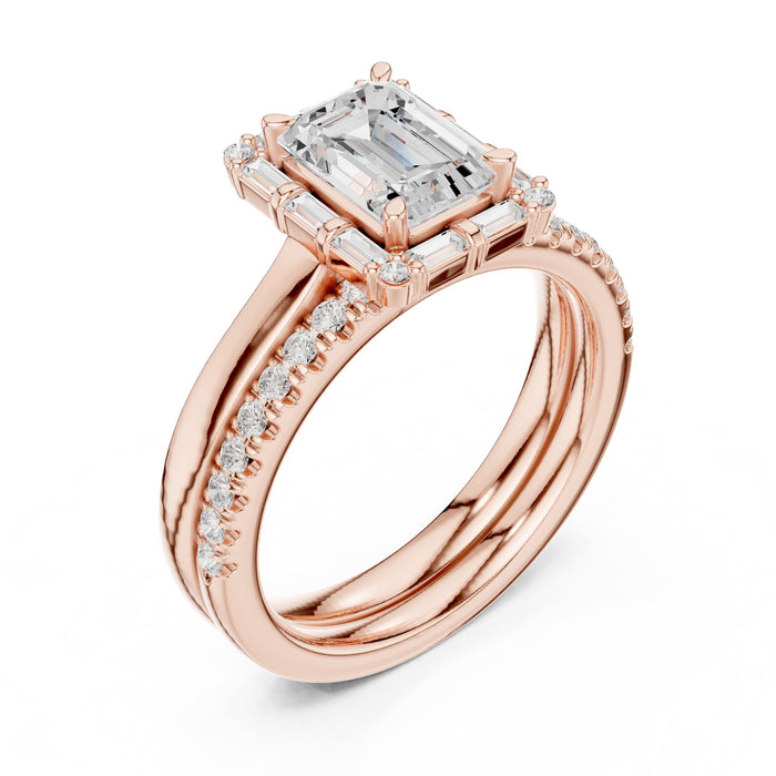 Emerald Lab Grown Diamond Halo Engagement Ring rose gold video