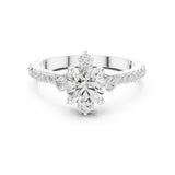 Round Lab Grown Diamond Side-Stone Engagement Ring