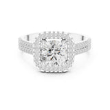 Round Lab Grown Diamond Halo Engagement Ring