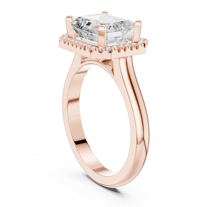 Emerald Lab Grown Diamond Halo Engagement Ring yellow gold video