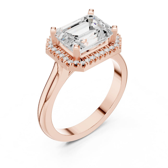 Emerald Lab Grown Diamond Halo Engagement Ring rose gold video