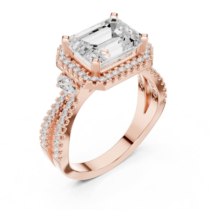 Emerald Lab Grown Diamond Halo Engagement Ring rose gold video