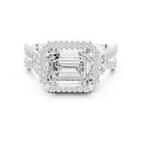 Emerald Lab Grown Diamond Halo Engagement Ring