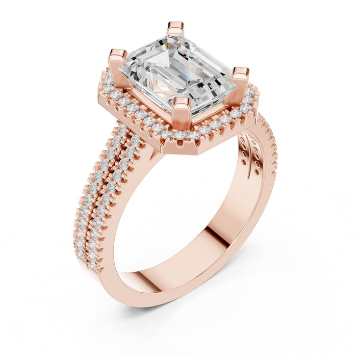 Emerald Lab Grown Diamond Halo Engagement Ring rose gold video