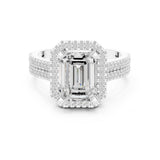 Emerald Lab Grown Diamond Halo Engagement Ring
