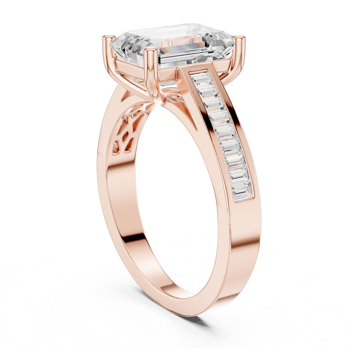 Emerald Lab Grown Diamond Cathedral Engagement Ring yellow gold video