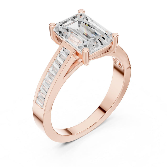 Emerald Lab Grown Diamond Cathedral Engagement Ring rose gold video