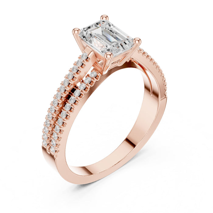 Emerald Lab Grown Diamond Split-Shank Engagement Ring rose gold video