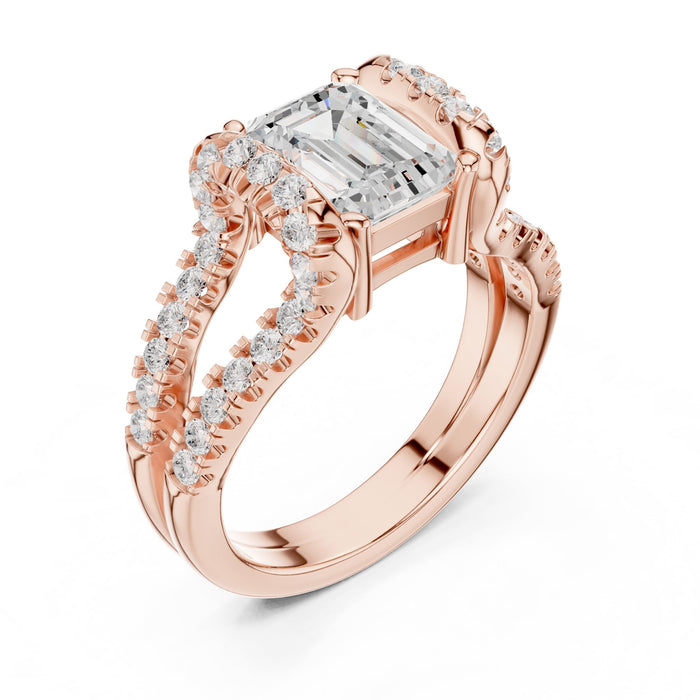 Emerald Lab Grown Diamond Split-Shank Engagement Ring rose gold video