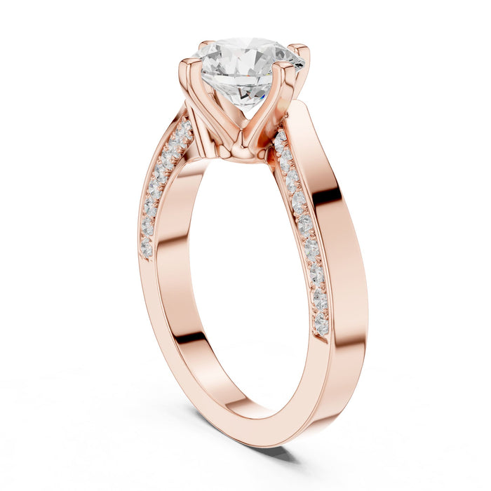 Round Lab Grown Diamond Cathedral Engagement Ring yellow gold video