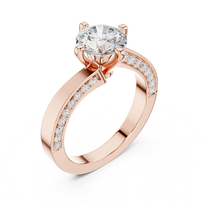 Round Lab Grown Diamond Cathedral Engagement Ring rose gold video