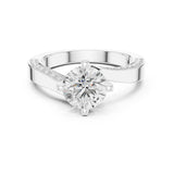 Round Lab Grown Diamond Cathedral Engagement Ring