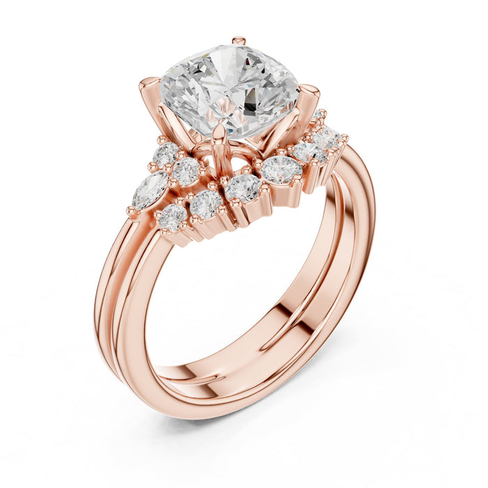 Cushion Lab Grown Diamond Side-Stone Engagement Ring rose gold video
