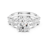 Round Lab Grown Diamond Side-Stone Engagement Ring