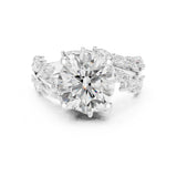 Round Lab Grown Diamond Side-Stone Engagement Ring