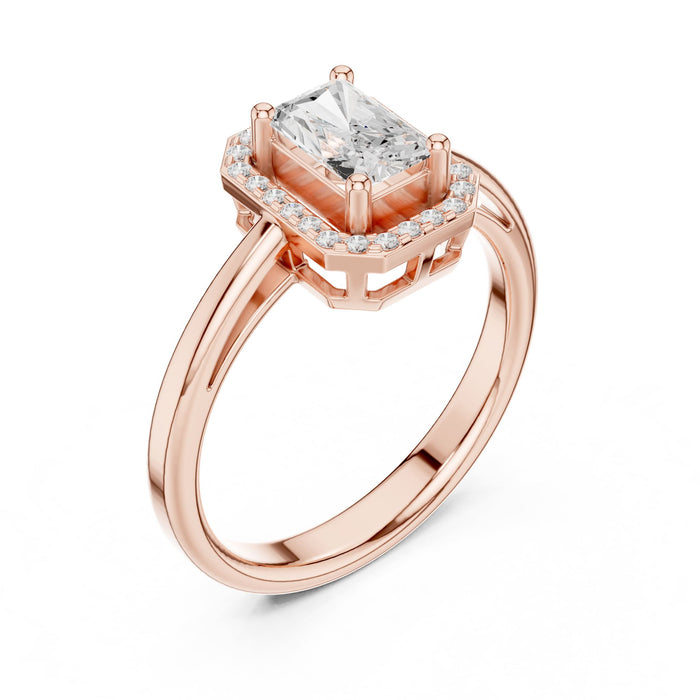 Emerald Lab Grown Diamond Halo Engagement Ring rose gold video