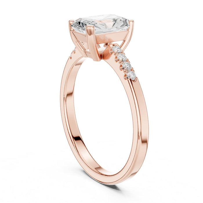 Radiant Lab Grown Diamond Side-Stone Engagement Ring yellow gold video