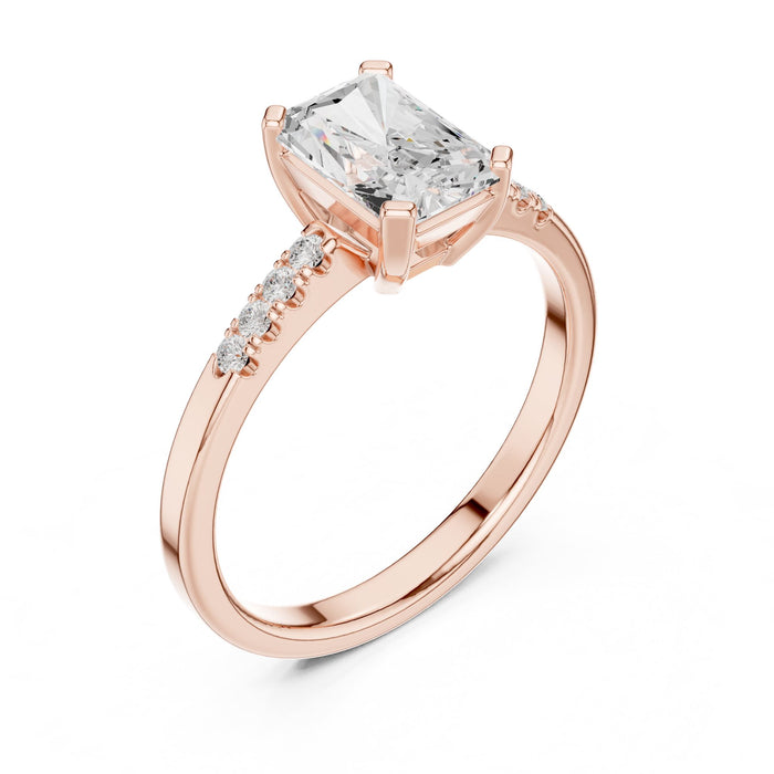 Radiant Lab Grown Diamond Side-Stone Engagement Ring rose gold video