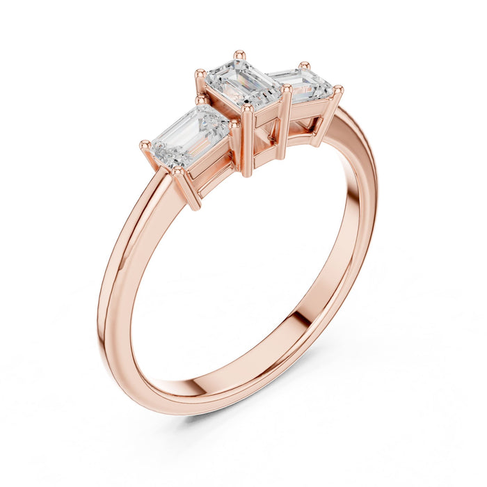 Emerald Lab Grown Diamond Three-Stone Engagement Ring rose gold video