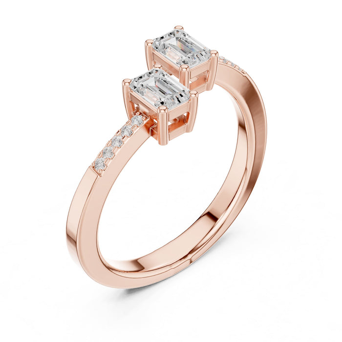 Emerald Lab Grown Diamond Three-Stone Engagement Ring rose gold video