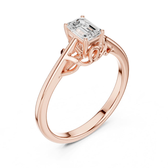 Emerald Lab Grown Diamond Solitaire Engagement Ring rose gold video