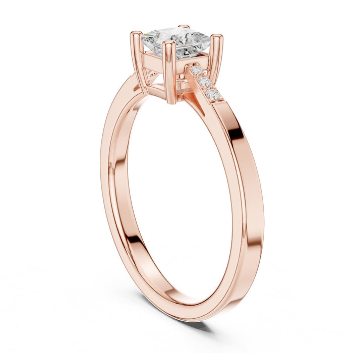 Princess Lab Grown Diamond Side-Stone Engagement Ring yellow gold video