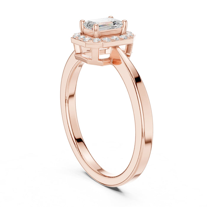 Emerald Lab Grown Diamond Halo Engagement Ring yellow gold video