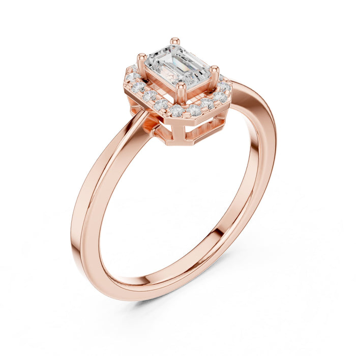 Emerald Lab Grown Diamond Halo Engagement Ring rose gold video
