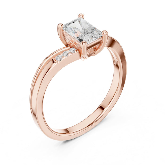 Radiant Lab Grown Diamond Side-Stone Engagement Ring rose gold video