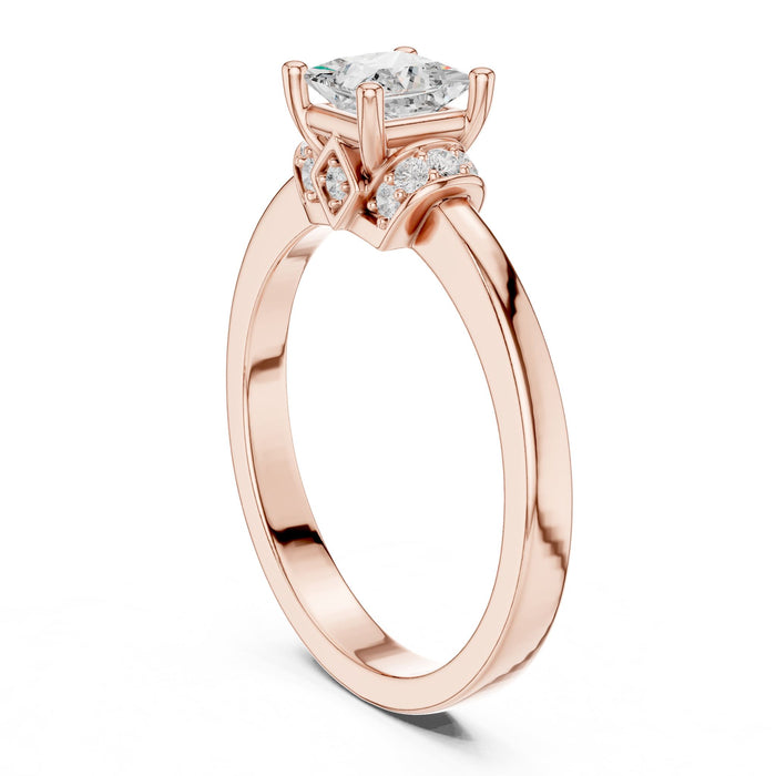 Princess Lab Grown Diamond Side-Stone Engagement Ring yellow gold video