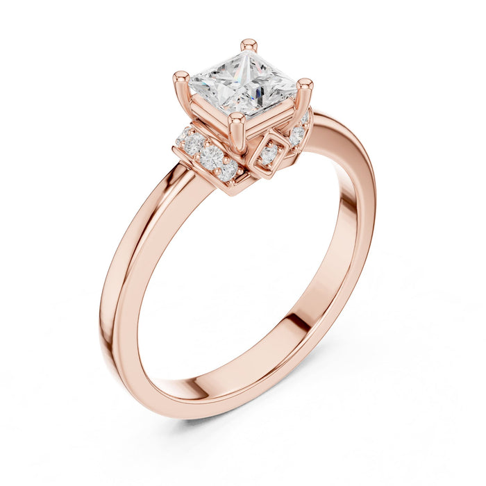 Princess Lab Grown Diamond Side-Stone Engagement Ring rose gold video