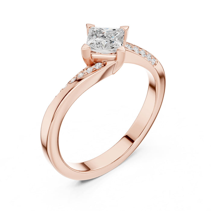 Princess Lab Grown Diamond Side-Stone Engagement Ring rose gold video