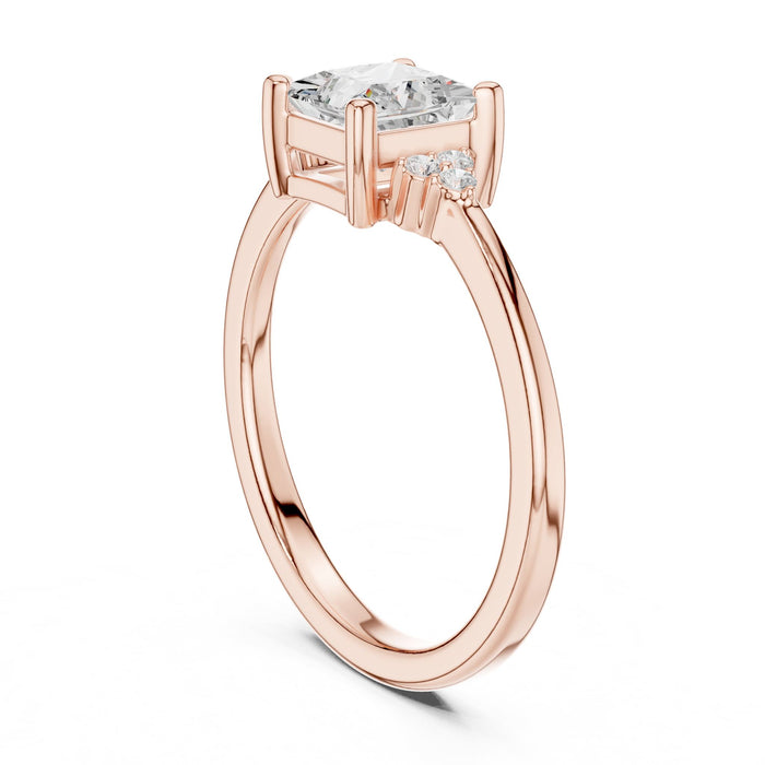 Princess Lab Grown Diamond Side-Stone Engagement Ring yellow gold video