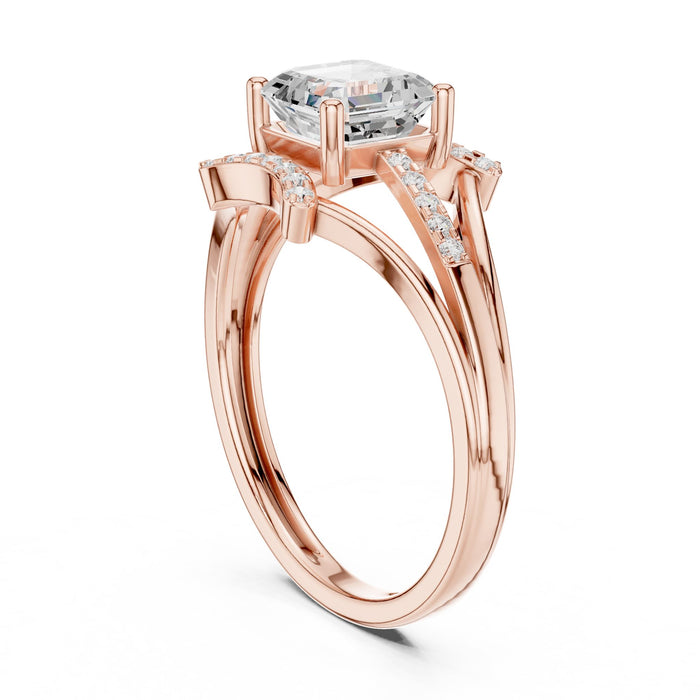 Asscher Lab Grown Diamond Split-Shank Engagement Ring yellow gold video