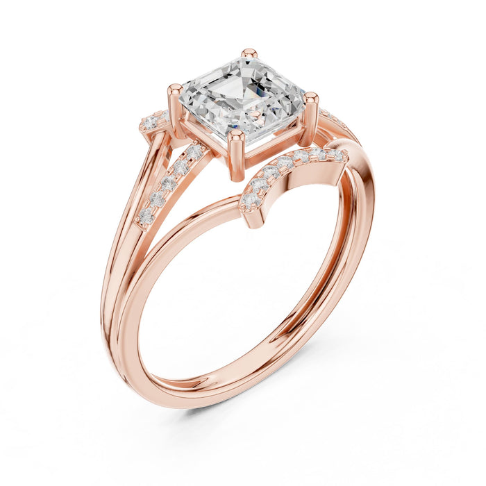 Asscher Lab Grown Diamond Split-Shank Engagement Ring rose gold video