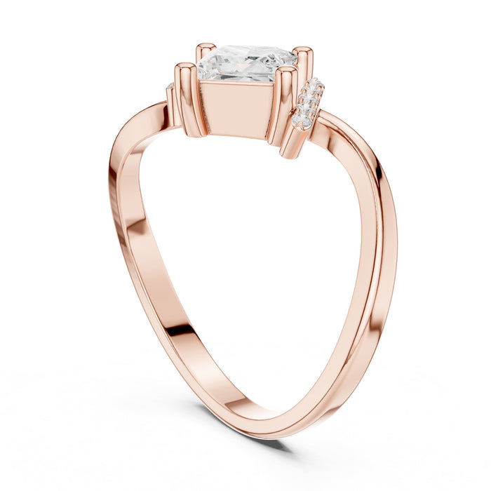 Princess Lab Grown Diamond Side-Stone Engagement Ring yellow gold video