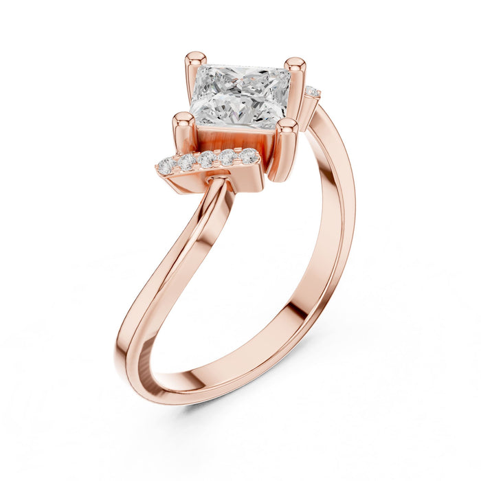 Princess Lab Grown Diamond Side-Stone Engagement Ring rose gold video