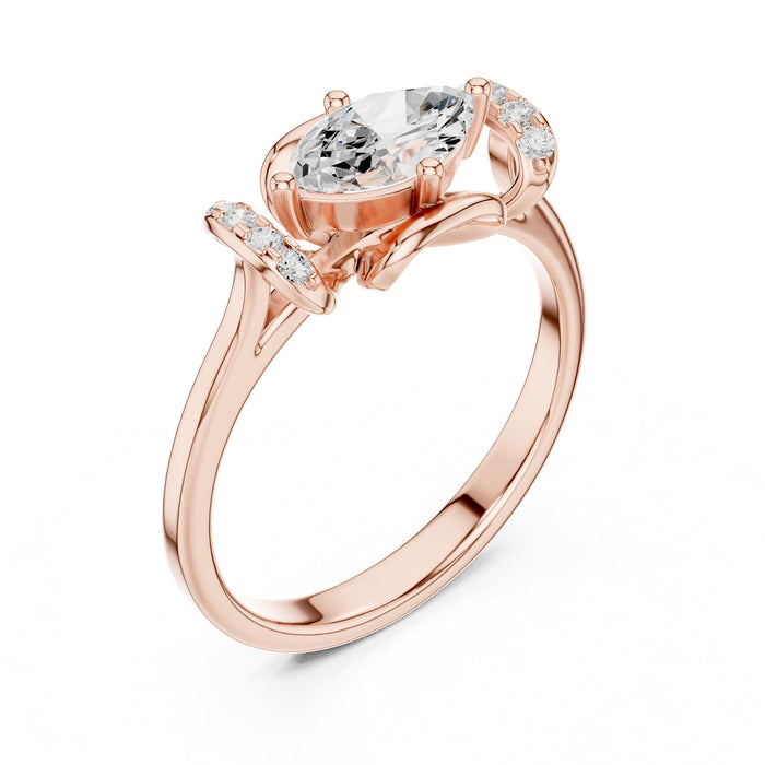 Marquise Lab Grown Diamond Side-Stone Engagement Ring rose gold video