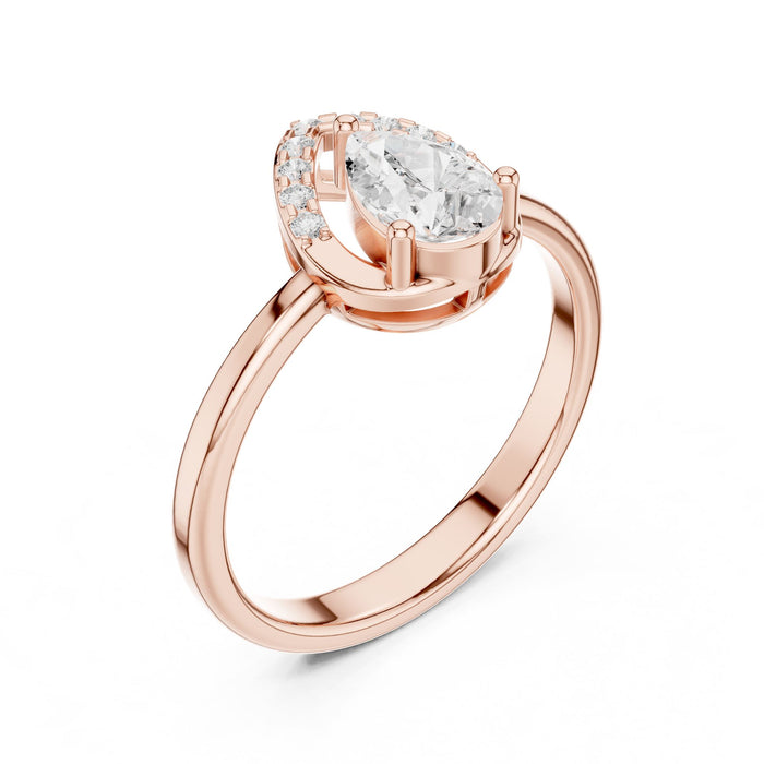 Pear Lab Grown Diamond Side-Stone Engagement Ring rose gold video