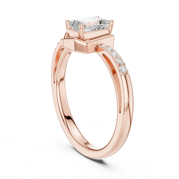 Emerald Lab Grown Diamond Hidden-Halo Engagement Ring yellow gold video