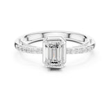 Emerald Lab Grown Diamond Hidden-Halo Engagement Ring