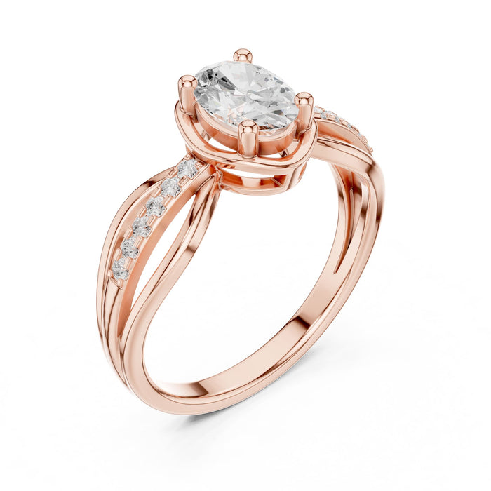 Oval Lab Grown Diamond Split-Shank Engagement Ring rose gold video