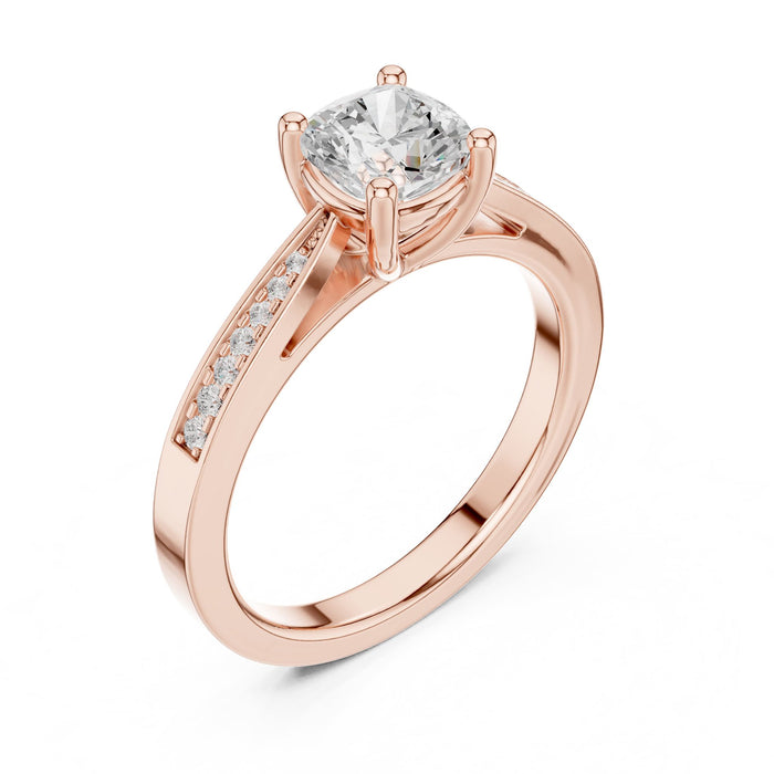 Cushion  Lab Grown Diamond Cathedral Engagement Ring rose gold video