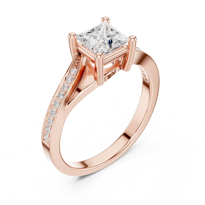 Princess Lab Grown Diamond Cathedral Engagement Ring rose gold video