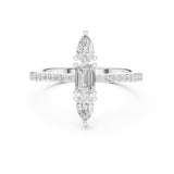 Emerald & Pear Lab Grown Diamond Three-Stone Engagement Ring