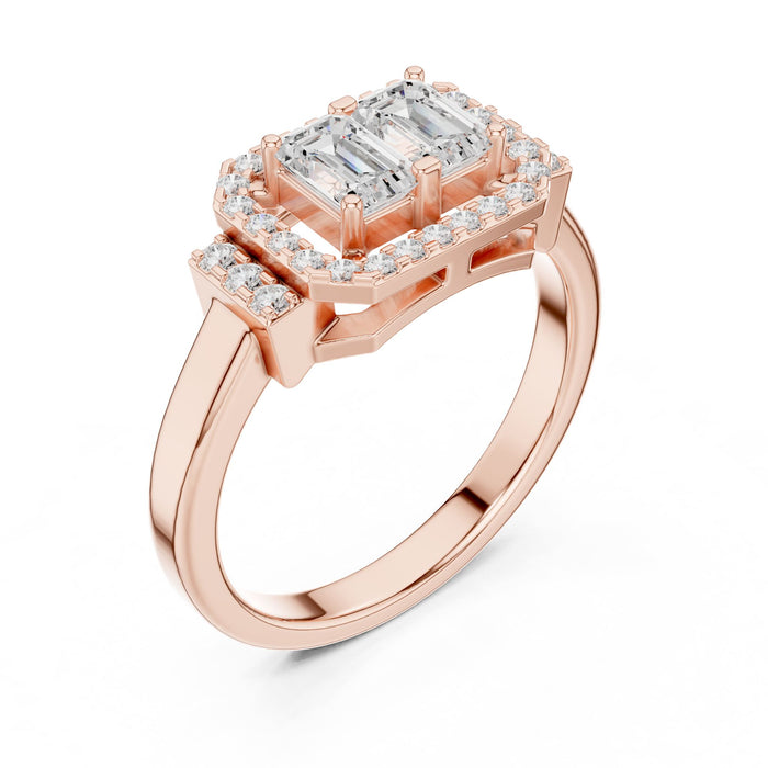 Emerald Lab Grown Diamond Halo Engagement Ring rose gold video